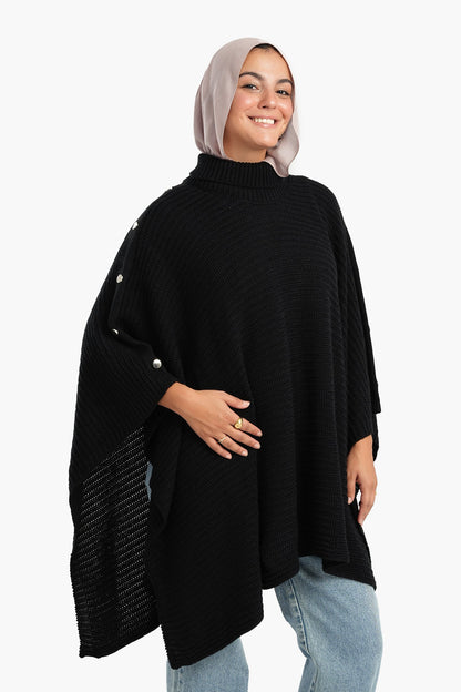 Poncho with Shoulder Buttons