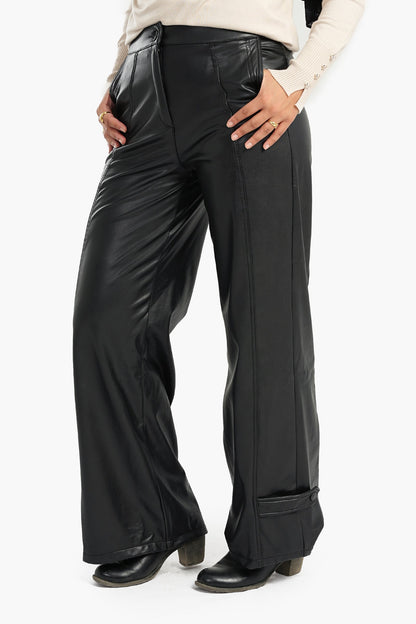 Wide Leg Leather Pants