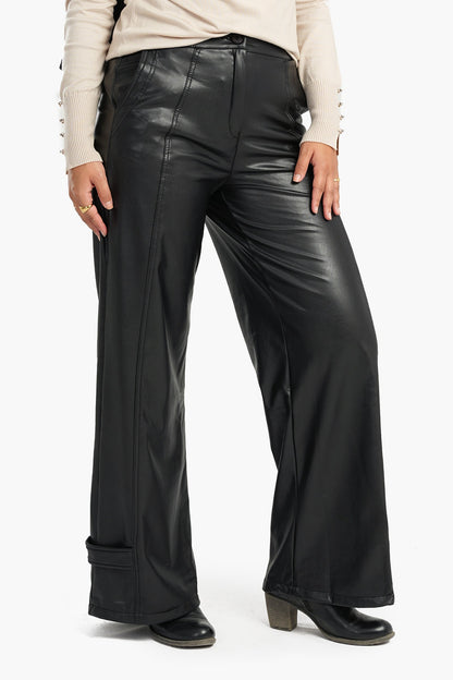 Wide Leg Leather Pants