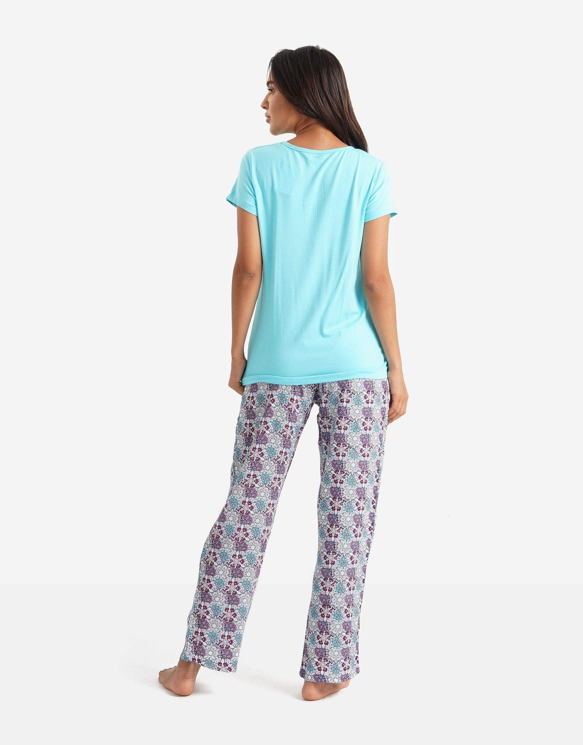 Casual Aqua Two Pieces Pyjama Set - Carina - ÙƒØ§Ø±ÙŠÙ†Ø§