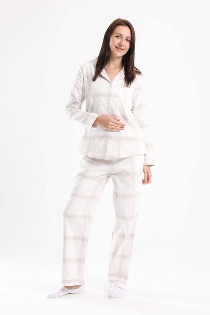 Checkered Long Sleeves Pyjama Set - Carina - ÙƒØ§Ø±ÙŠÙ†Ø§