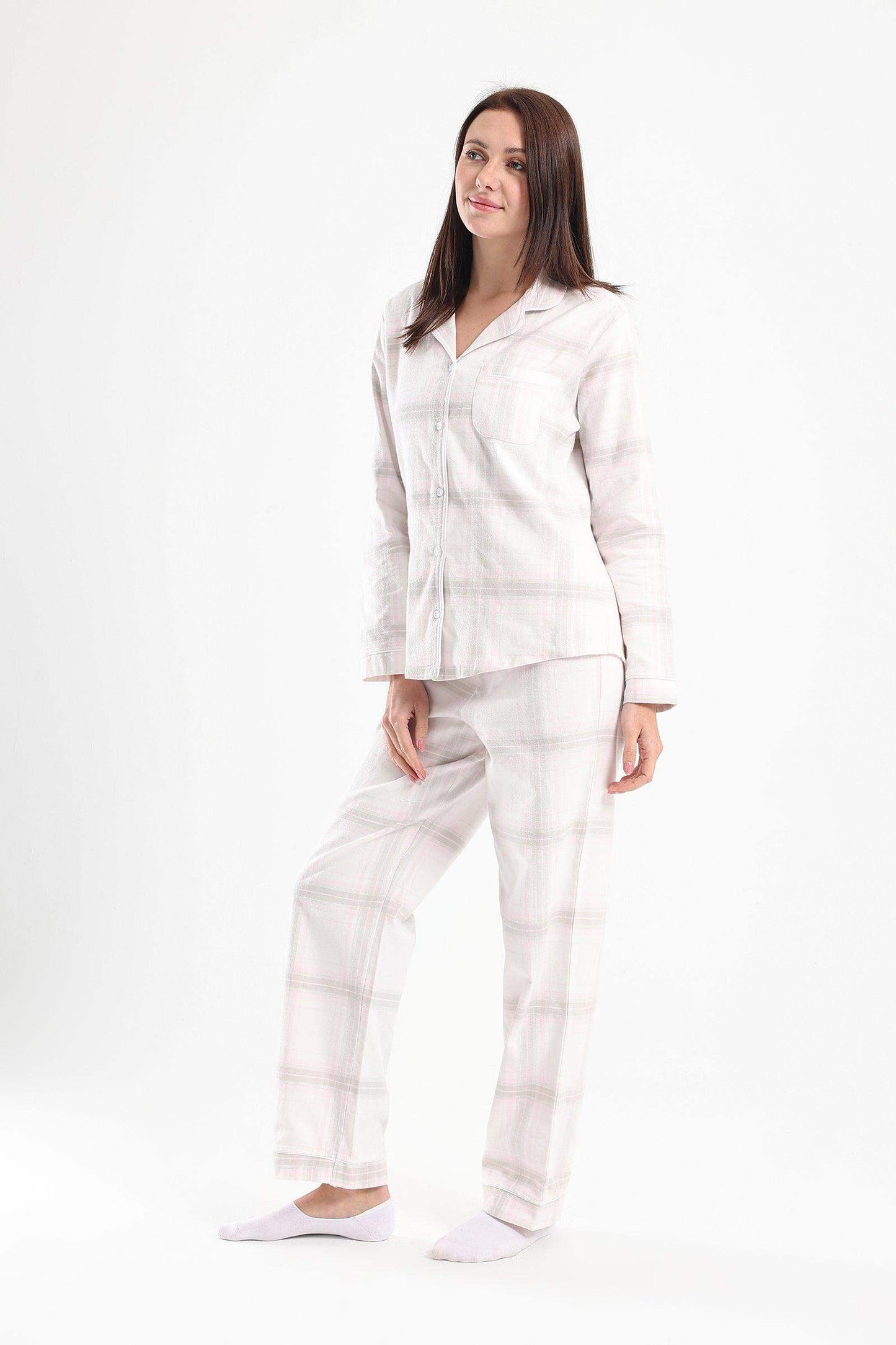 Checkered Long Sleeves Pyjama Set - Carina - ÙƒØ§Ø±ÙŠÙ†Ø§