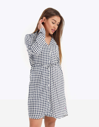 Checks Long Sleeve Nightgown - Carina - ÙƒØ§Ø±ÙŠÙ†Ø§