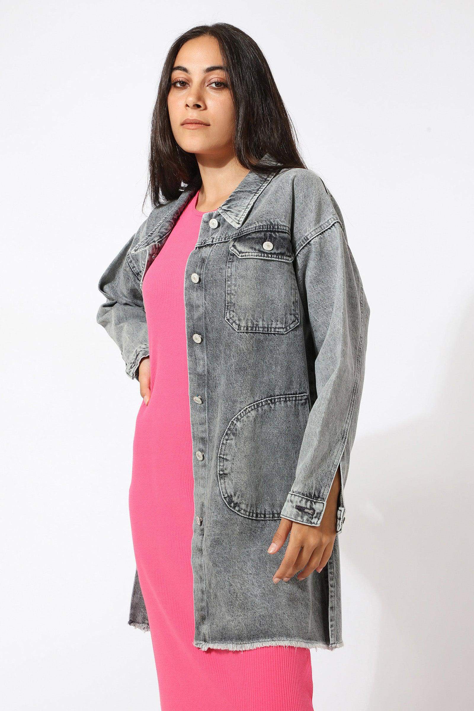 Chest Flap Pocket Denim Jacket - Carina - ÙƒØ§Ø±ÙŠÙ†Ø§