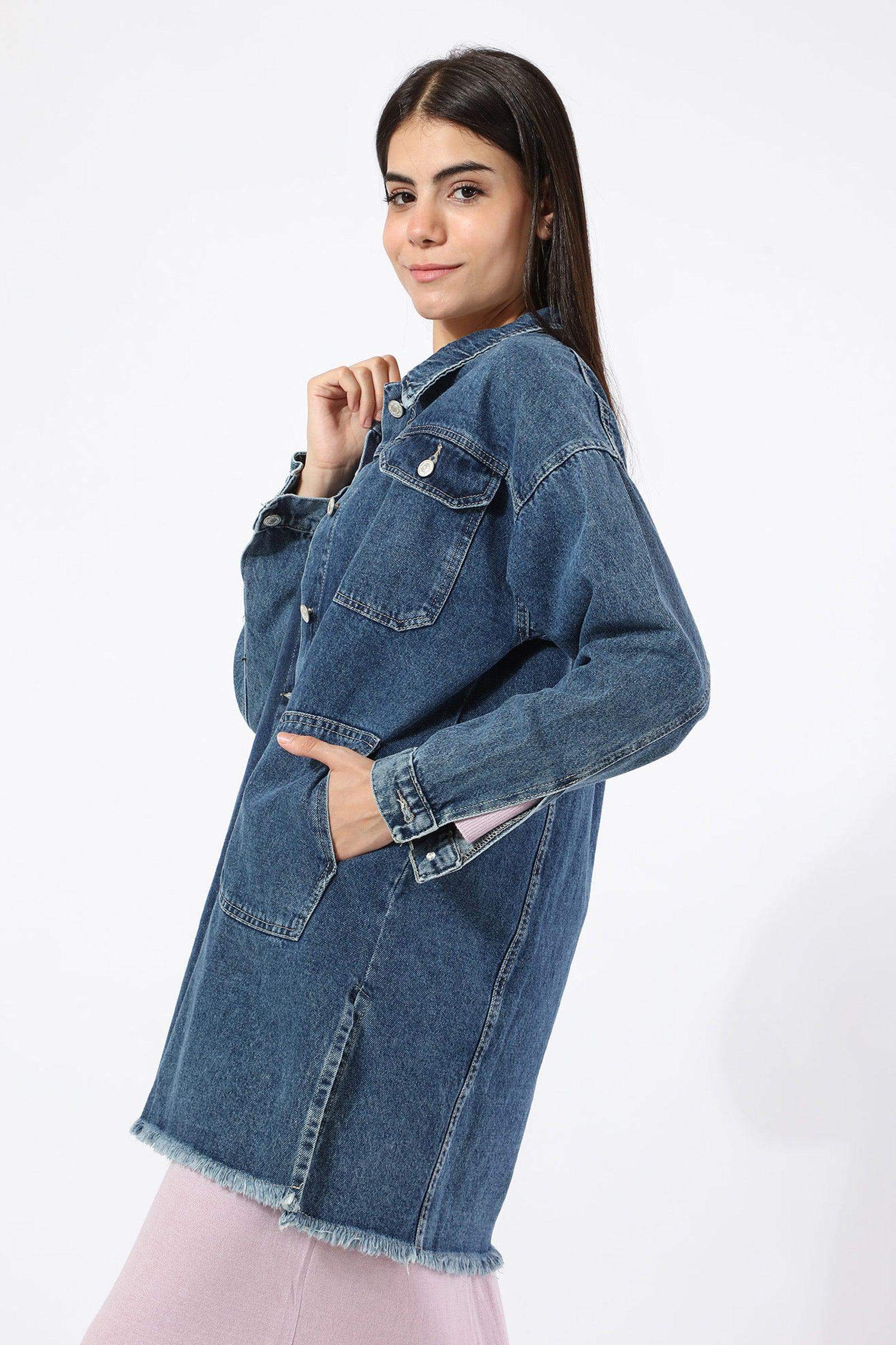 Chest Flap Pocket Denim Jacket - Carina - ÙƒØ§Ø±ÙŠÙ†Ø§