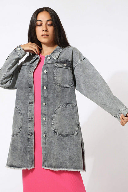 Chest Flap Pocket Denim Jacket - Carina - ÙƒØ§Ø±ÙŠÙ†Ø§