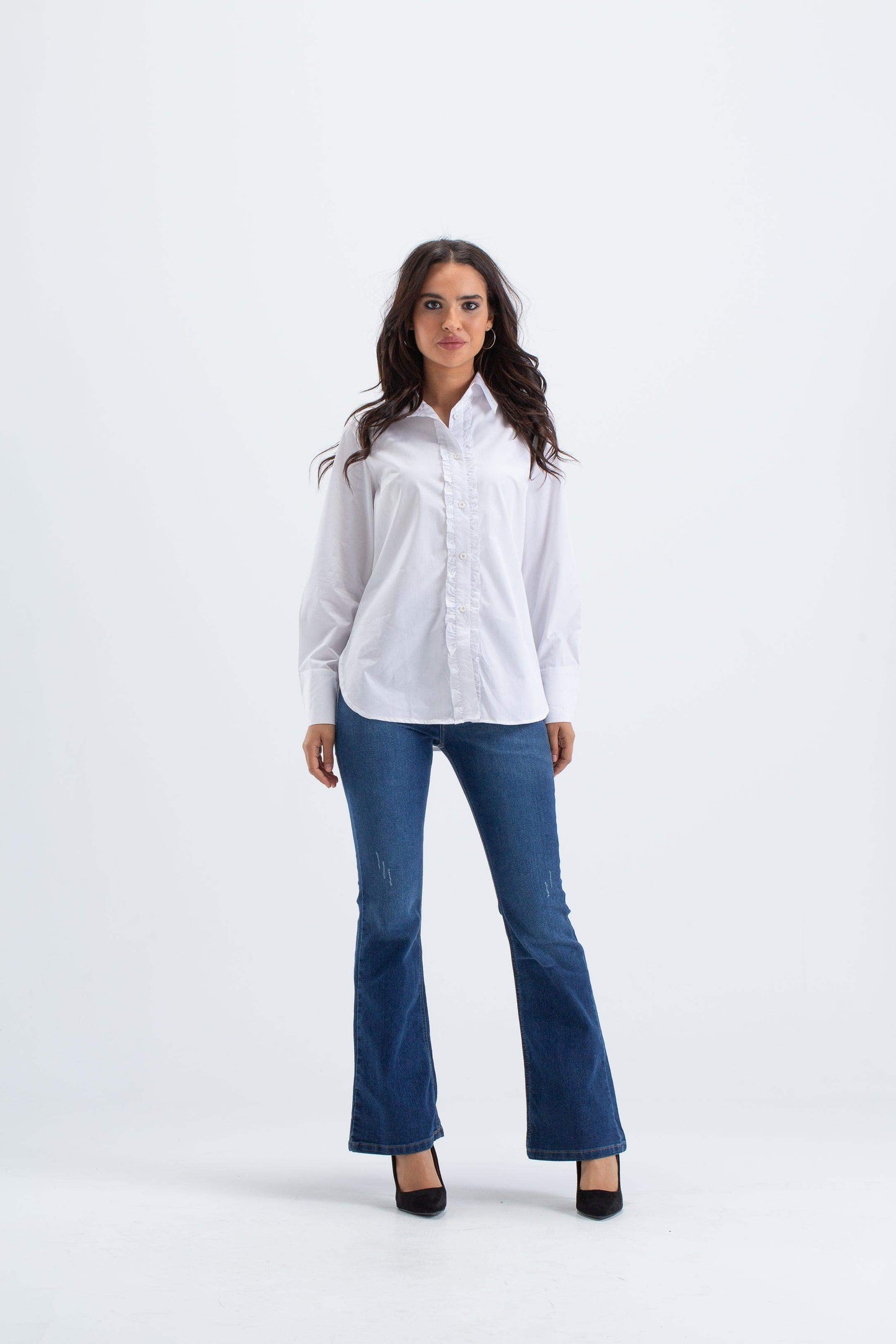 Classic Shirt with Front Ruffles - Carina - ÙƒØ§Ø±ÙŠÙ†Ø§