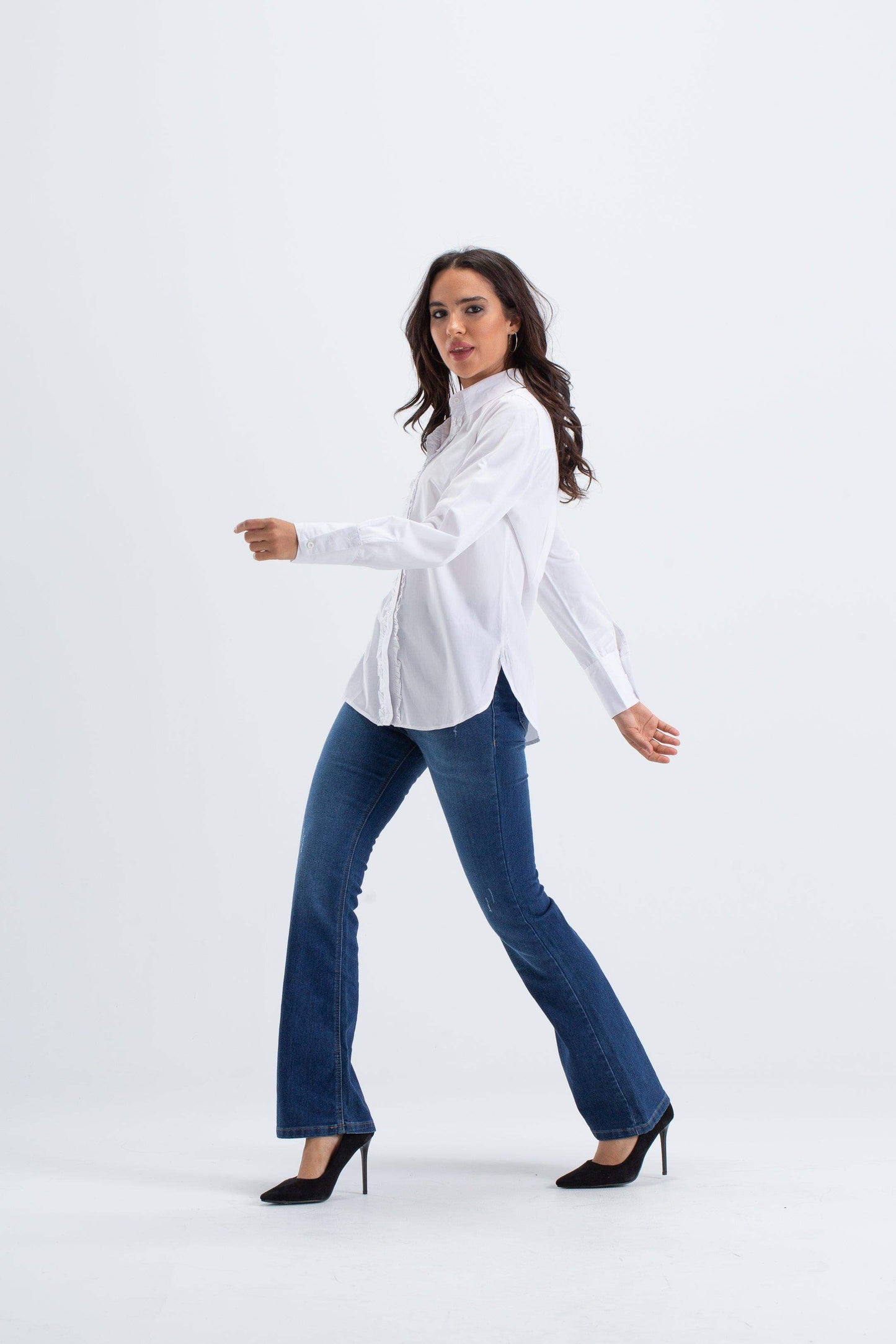 Classic Shirt with Front Ruffles - Carina - ÙƒØ§Ø±ÙŠÙ†Ø§