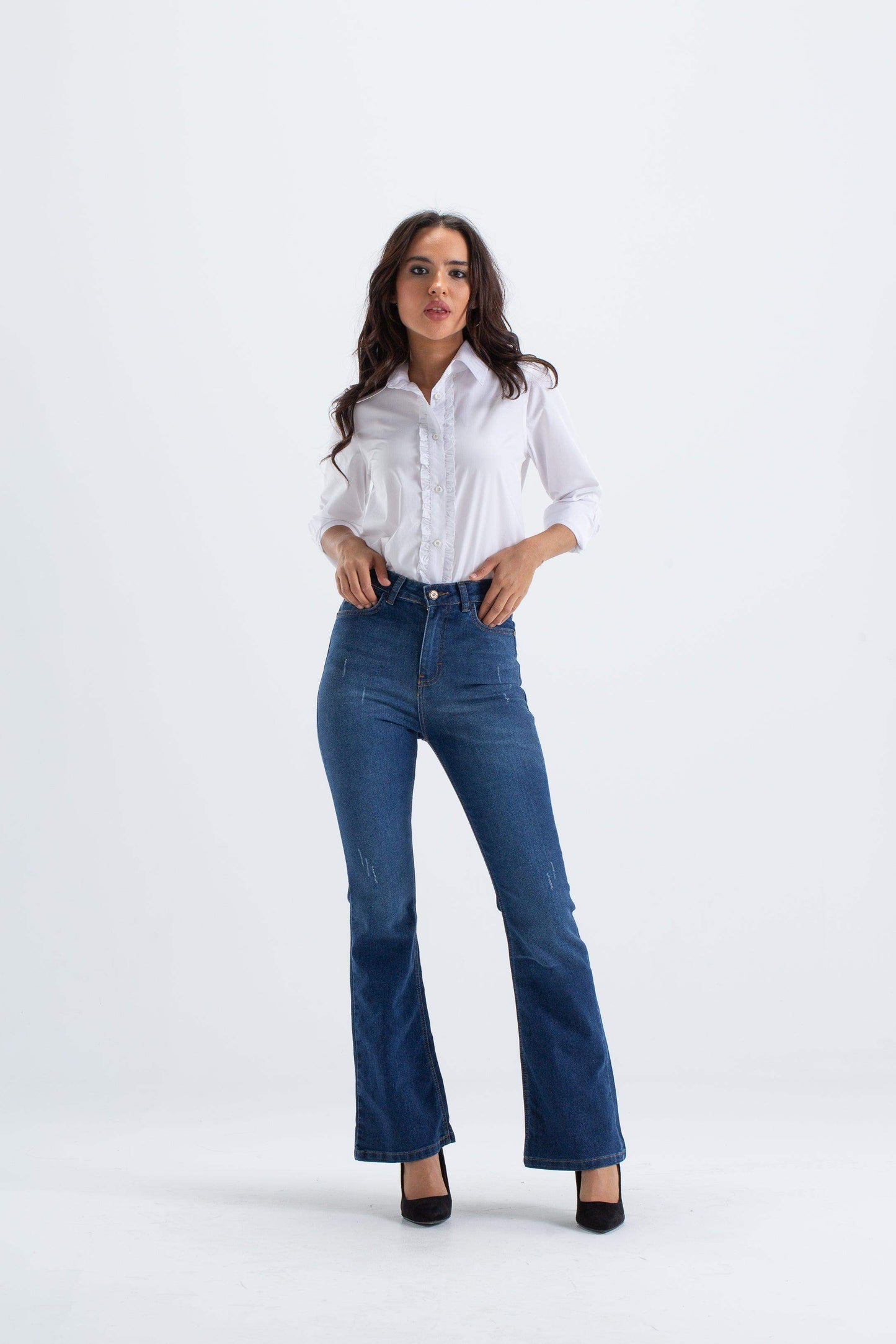 Classic Shirt with Front Ruffles - Carina - ÙƒØ§Ø±ÙŠÙ†Ø§