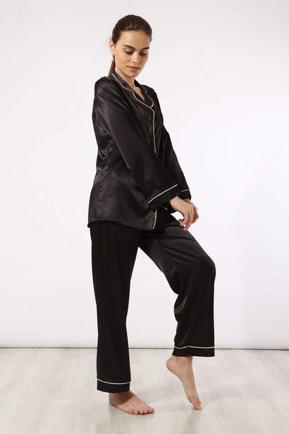 Classy Black Long Sleeve Pyjama Set - Carina - ÙƒØ§Ø±ÙŠÙ†Ø§