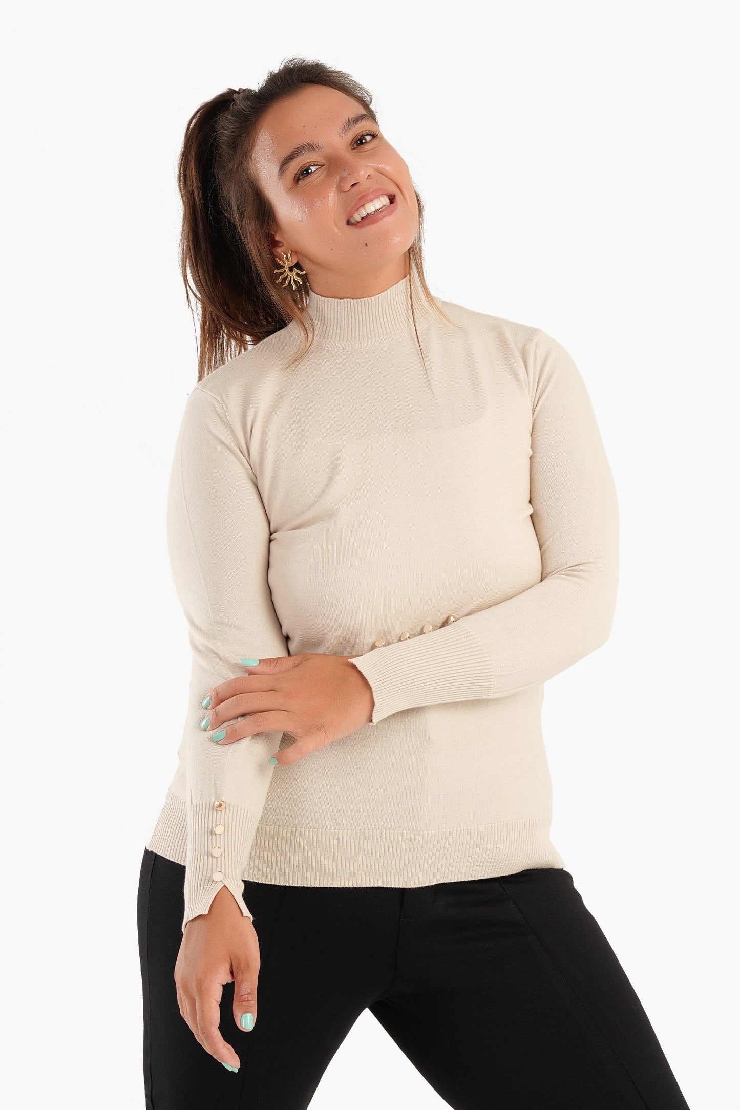 Basic Pullover with Ribbed Cuffs