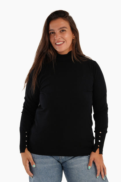 Basic Pullover with Ribbed Cuffs