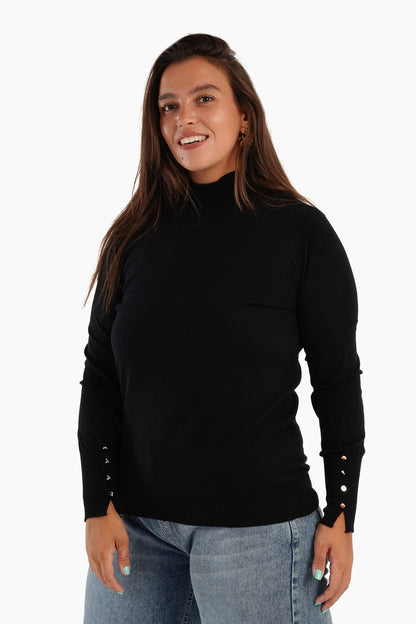 Basic Pullover with Ribbed Cuffs