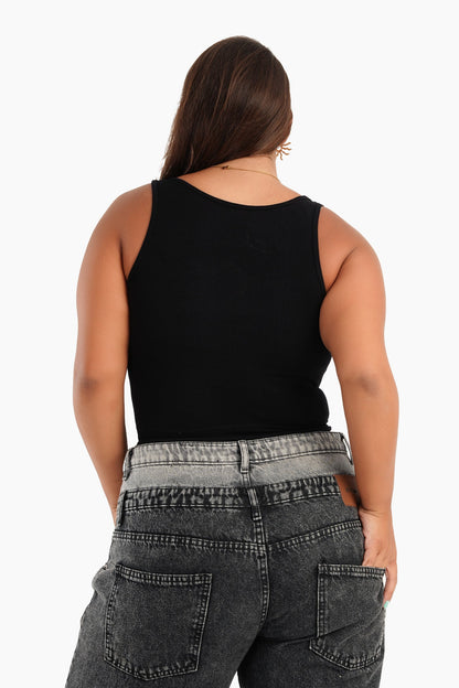 Sleeveless Ribbed Crop Top