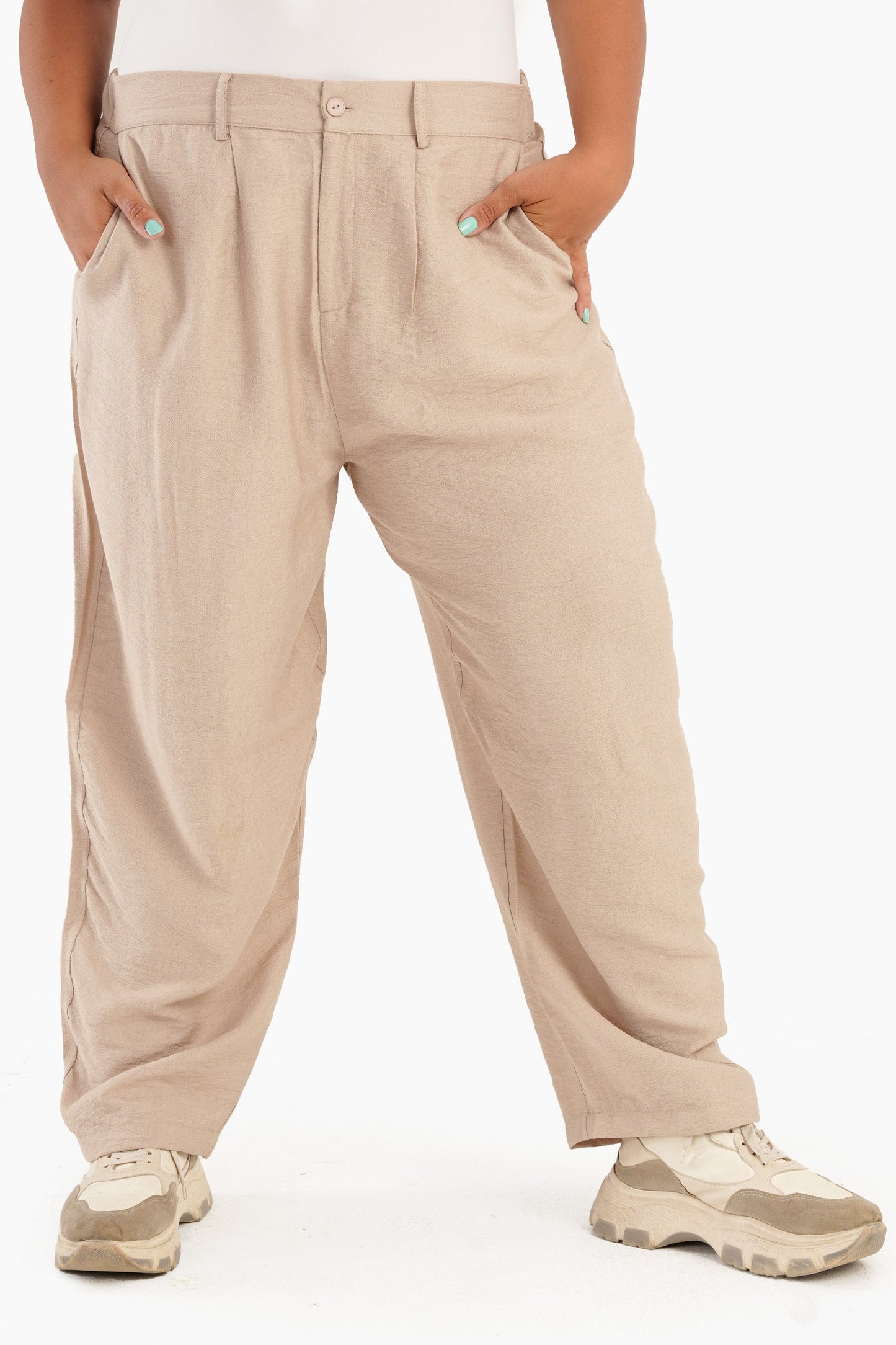 Linen Carrot Leg Pants