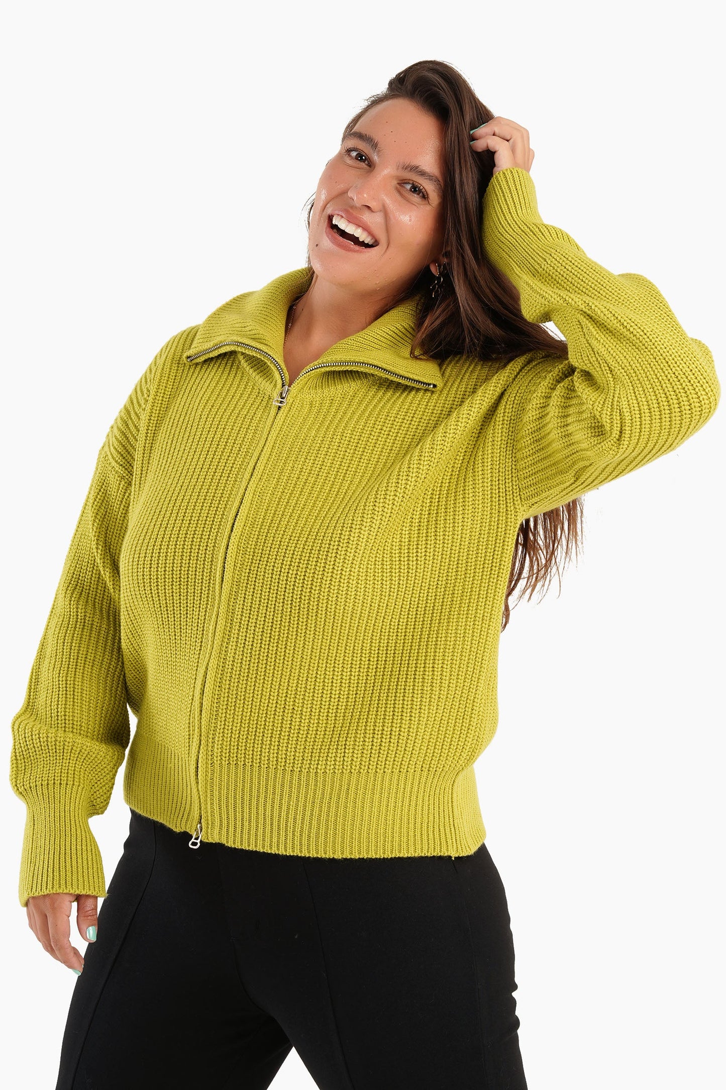 Lime Knitted Cardigan