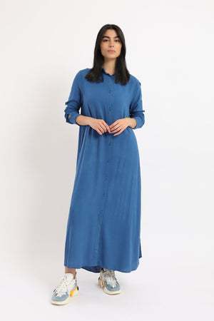 Collared Maxi Shirt Dress - Clue Wear