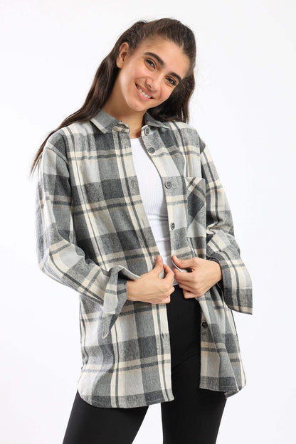 Collared Neck Checkered Shirt - Carina - ÙƒØ§Ø±ÙŠÙ†Ø§