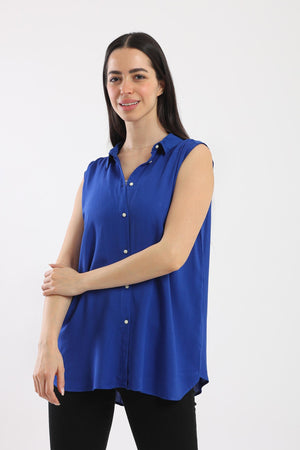 Collared Sleeveless Shirt - Clue Wear