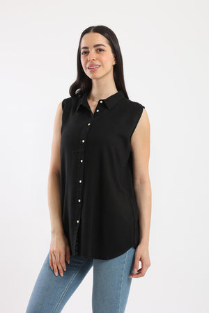 Collared Sleeveless Shirt - Clue Wear