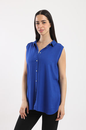 Collared Sleeveless Shirt - Clue Wear