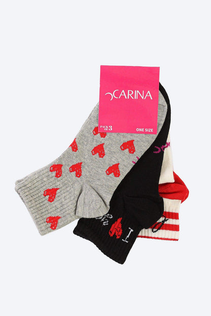 Colored Ankle Socks - 3 Pairs - Carina - ÙƒØ§Ø±ÙŠÙ†Ø§