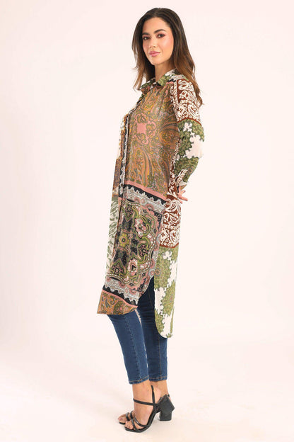 Colored Chiffon Long Shirt - Carina - ÙƒØ§Ø±ÙŠÙ†Ø§