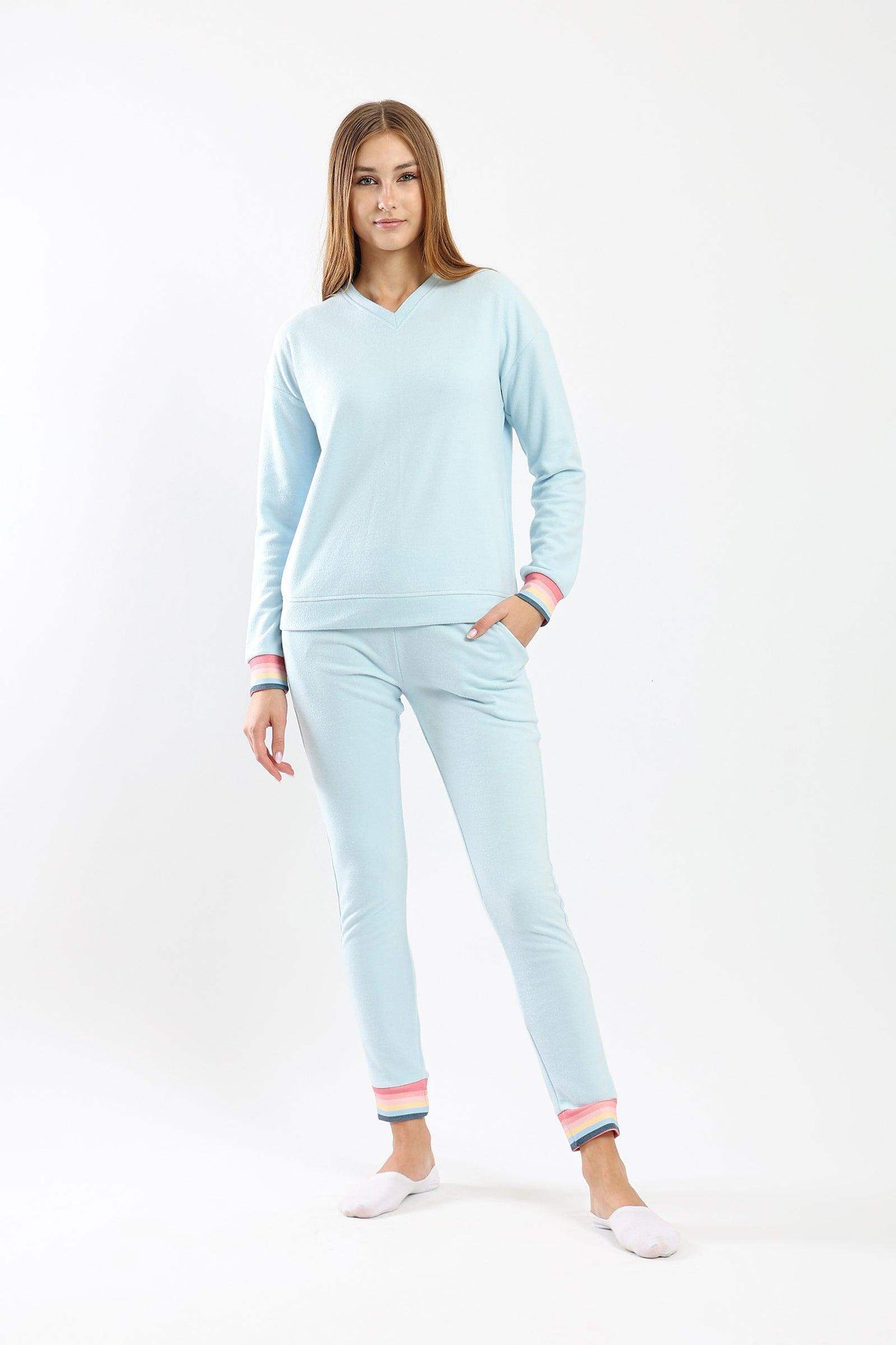 Colored Cuffs Pyjama Set - Carina - ÙƒØ§Ø±ÙŠÙ†Ø§