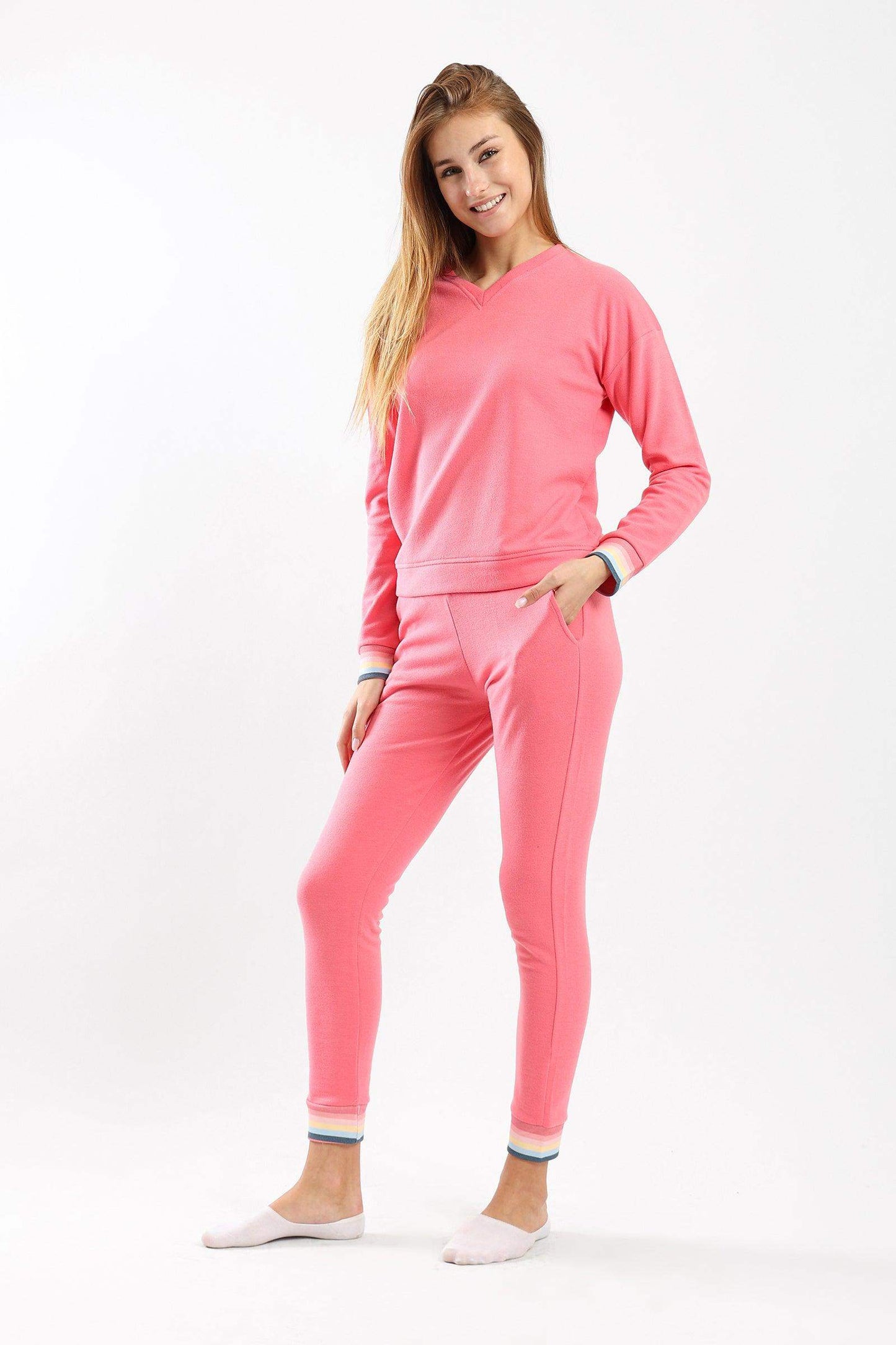 Colored Cuffs Pyjama Set - Carina - ÙƒØ§Ø±ÙŠÙ†Ø§