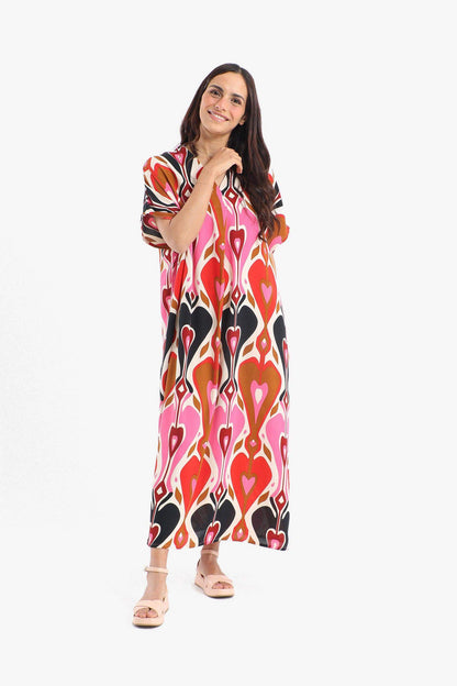 Colored Heart Printed Dress - Carina - ÙƒØ§Ø±ÙŠÙ†Ø§