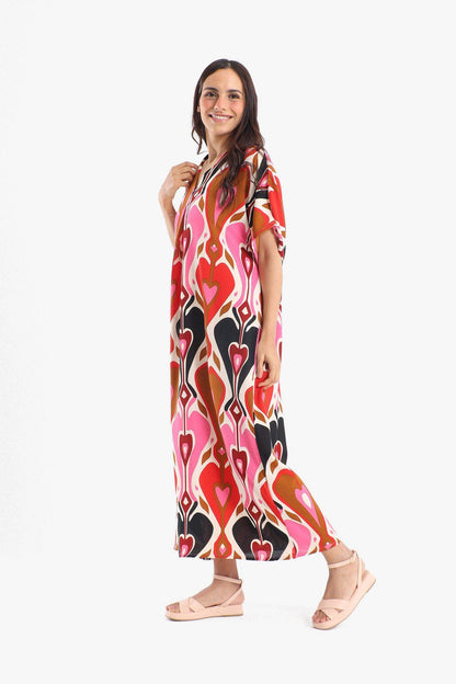 Colored Heart Printed Dress - Carina - ÙƒØ§Ø±ÙŠÙ†Ø§