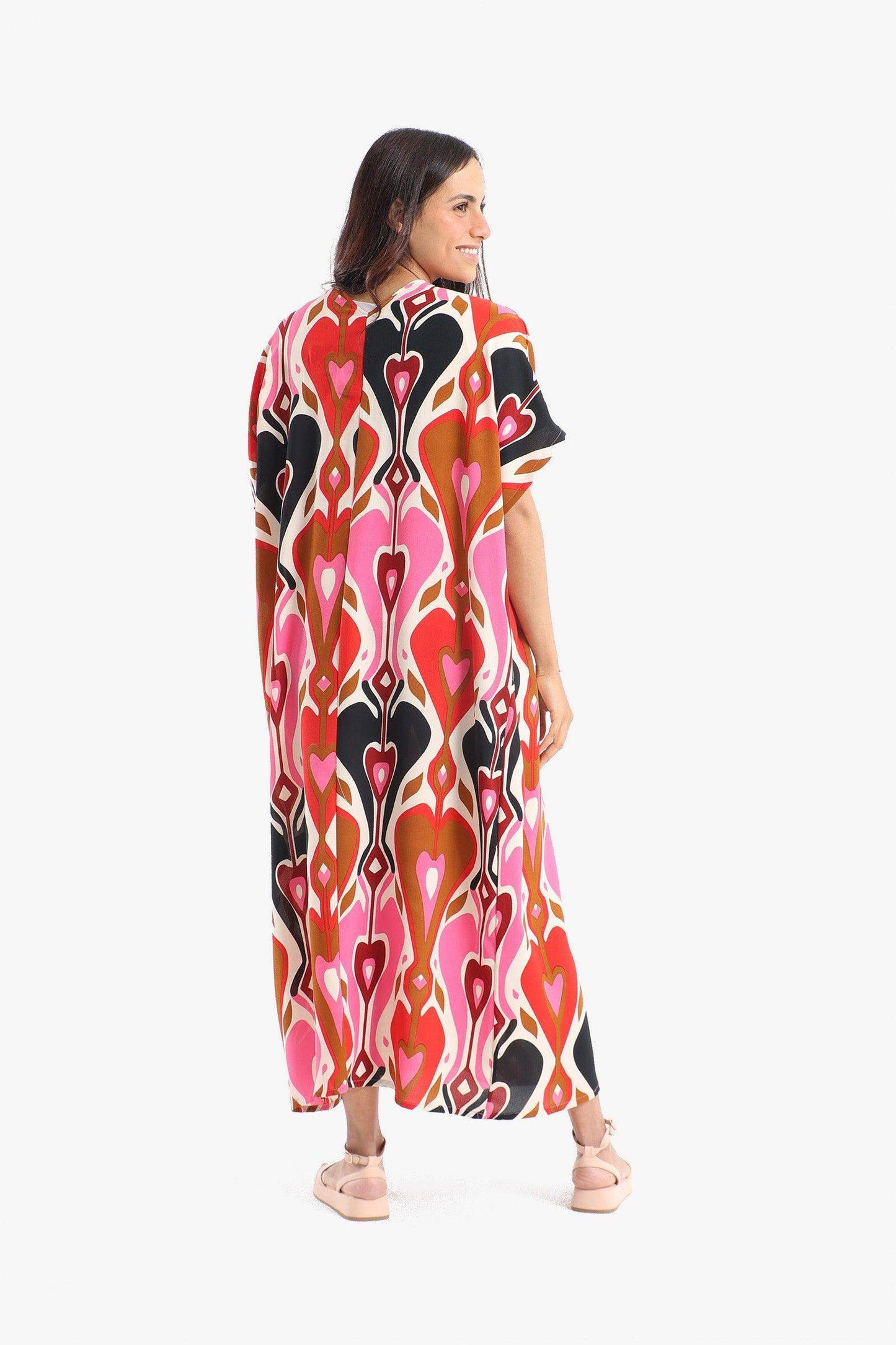 Colored Heart Printed Dress - Carina - ÙƒØ§Ø±ÙŠÙ†Ø§