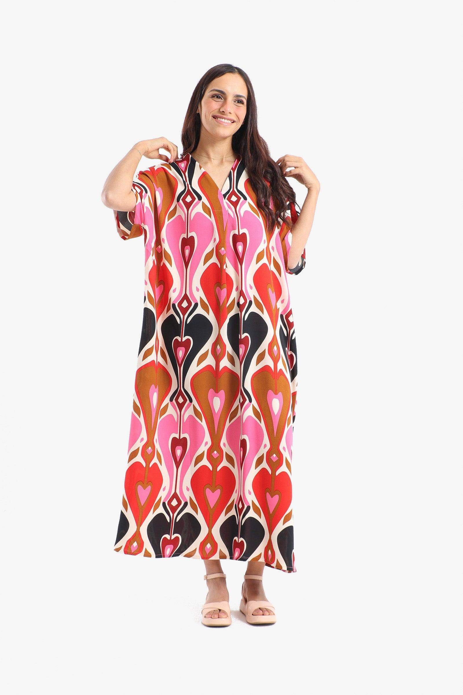 Colored Heart Printed Dress - Carina - ÙƒØ§Ø±ÙŠÙ†Ø§