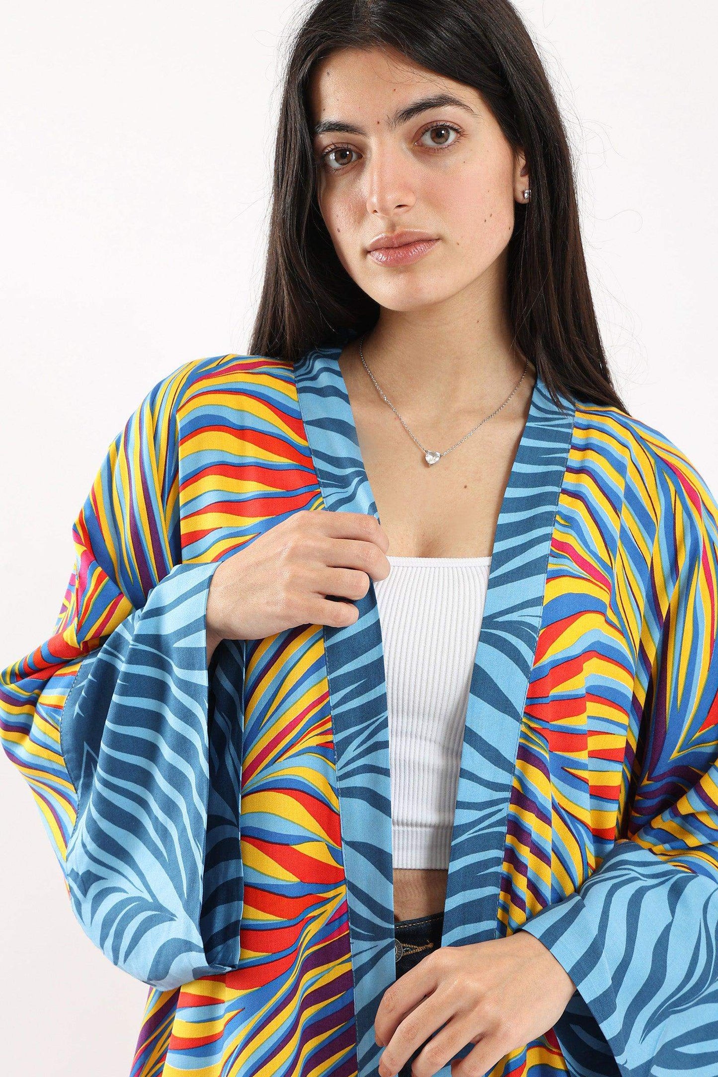 Colored Long Sleeves Kimono - Carina - ÙƒØ§Ø±ÙŠÙ†Ø§