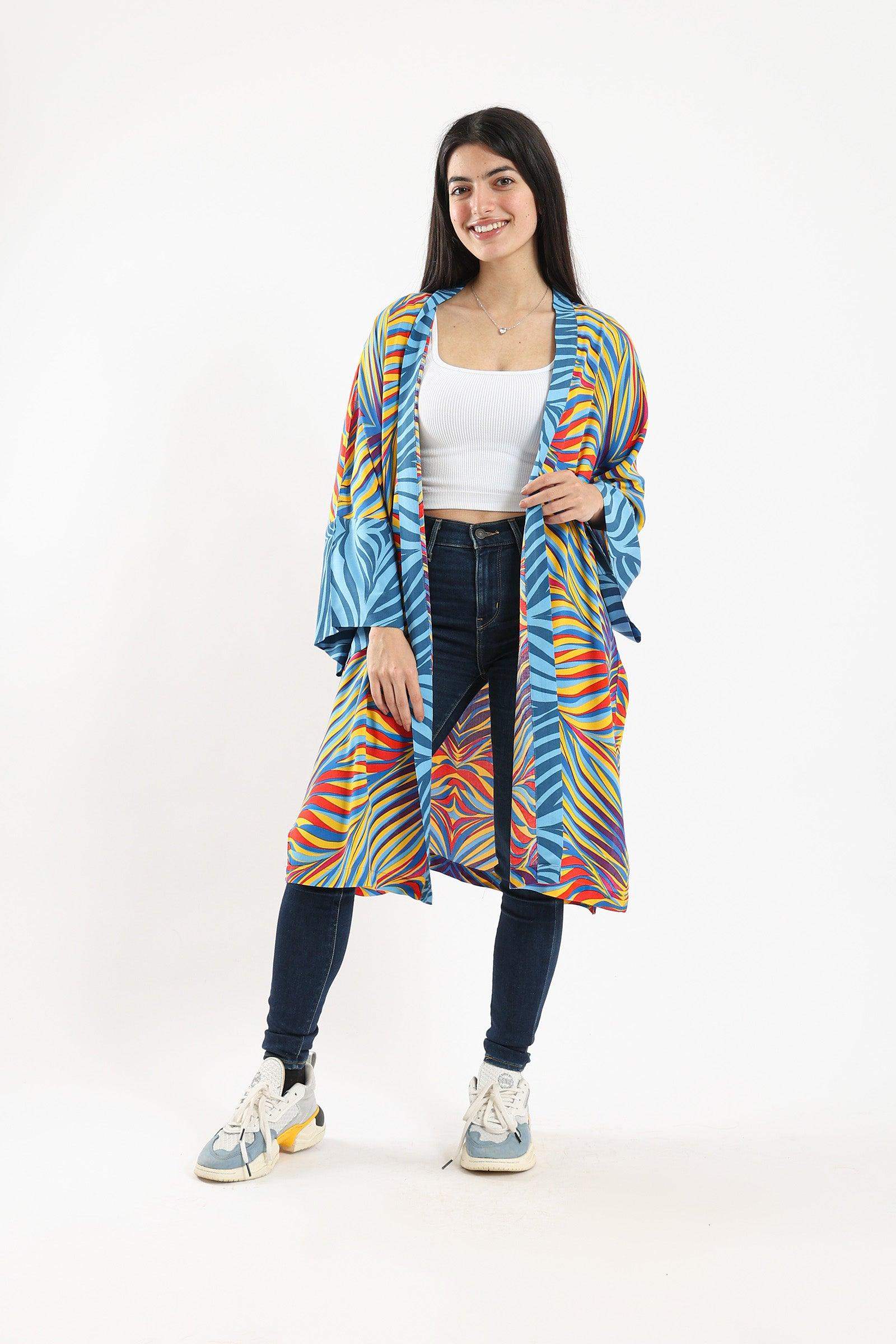 Colored Long Sleeves Kimono - Carina - ÙƒØ§Ø±ÙŠÙ†Ø§