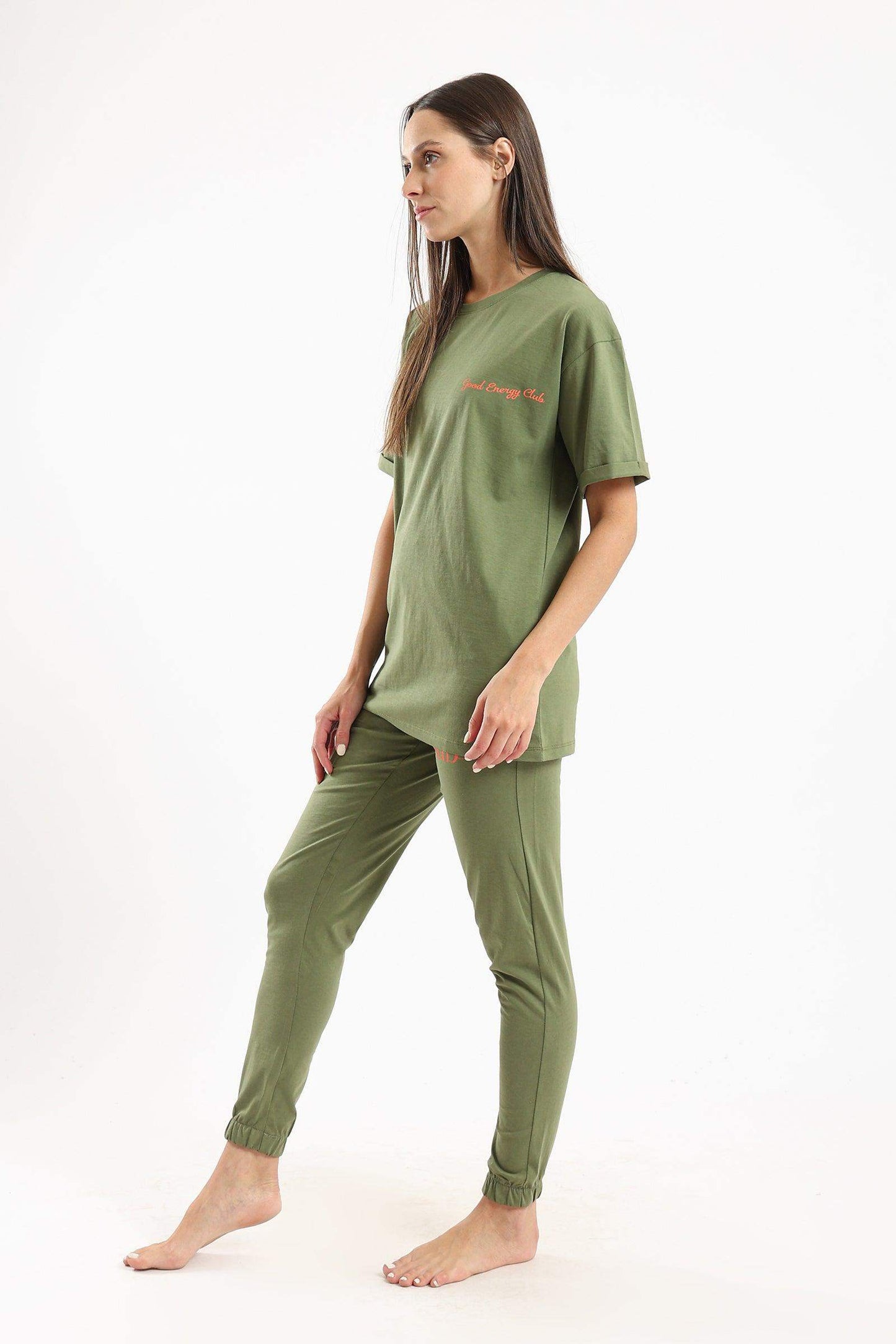 Colored Slogan Pyjama Set - Carina - ÙƒØ§Ø±ÙŠÙ†Ø§