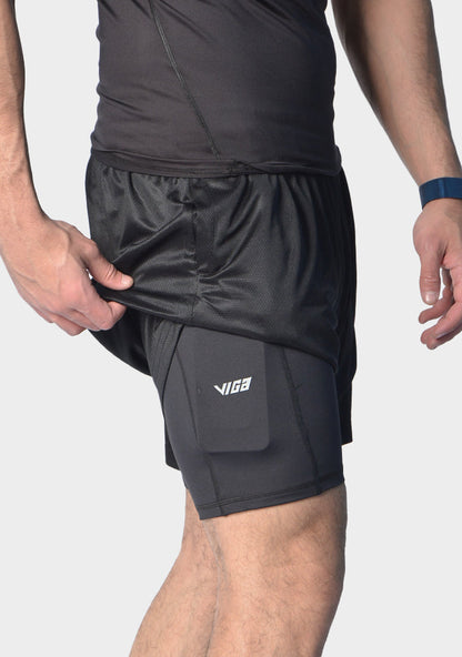 Polyester-Spandex Compression Shorts with Side Pocket
