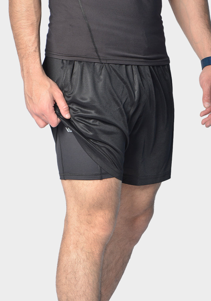 Polyester-Spandex Compression Shorts with Side Pocket