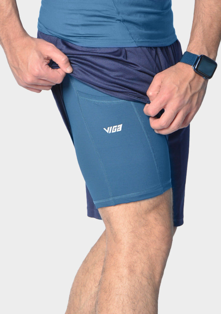 Polyester-Spandex Compression Shorts with Side Pocket