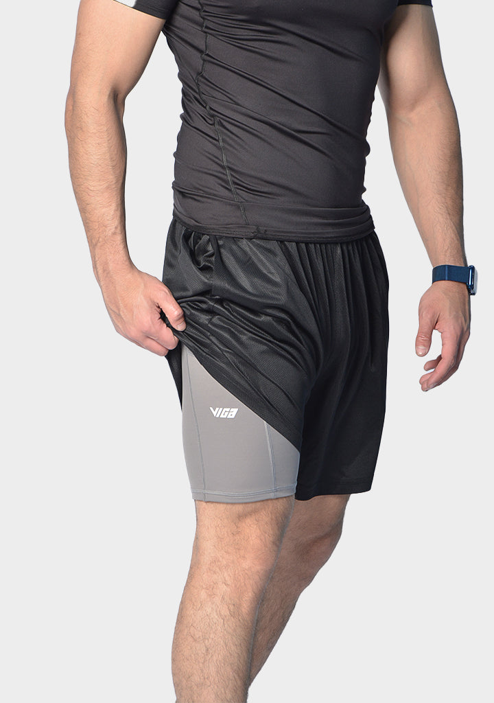 Polyester-Spandex Compression Shorts with Side Pocket
