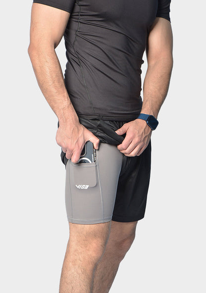 Polyester-Spandex Compression Shorts with Side Pocket