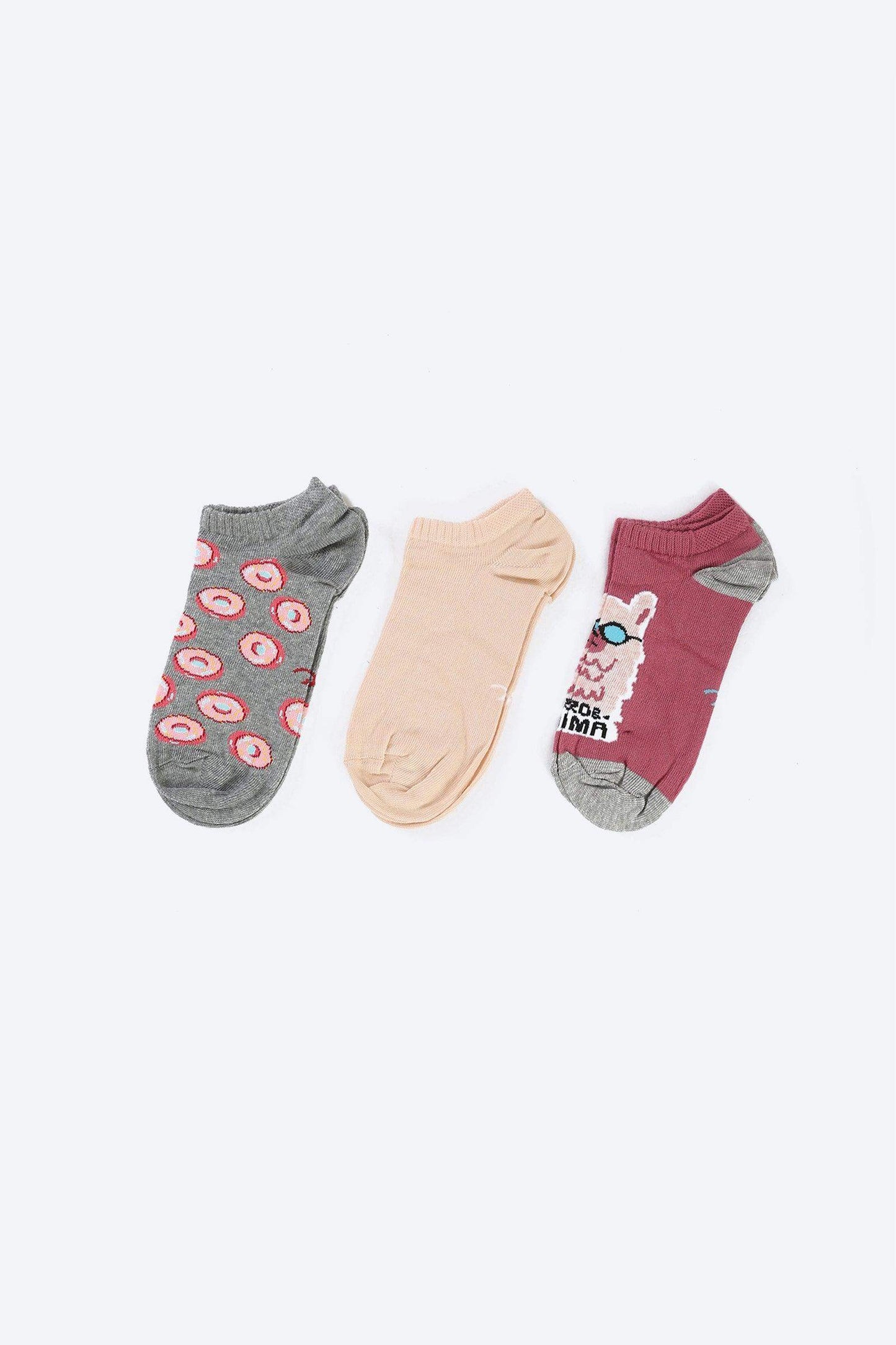 Cotton Ankle Socks - 3 Pairs - Carina - ÙƒØ§Ø±ÙŠÙ†Ø§