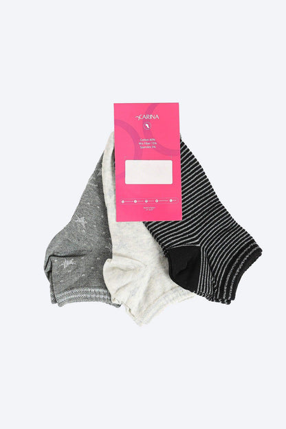 Cotton Ankle Socks - 3 Pairs - Carina - ÙƒØ§Ø±ÙŠÙ†Ø§