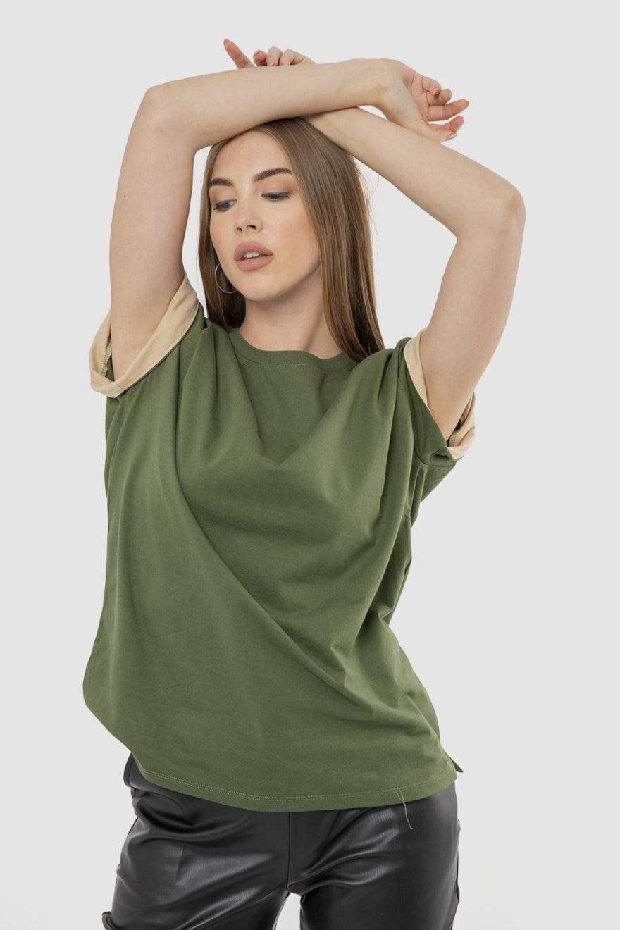 Cotton Cap Sleeves T-shirt With Contrast Trim - Carina - ÙƒØ§Ø±ÙŠÙ†Ø§