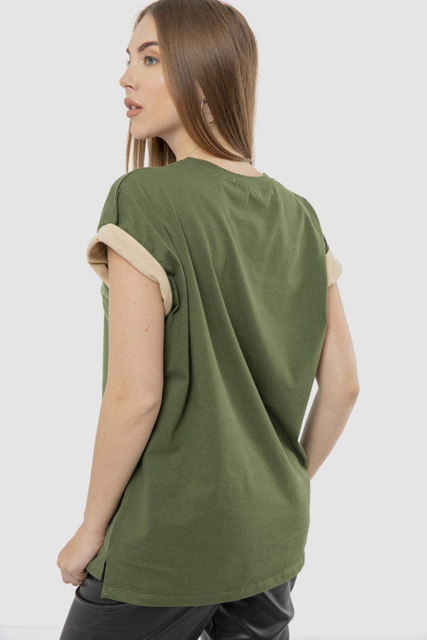 Cotton Cap Sleeves T-shirt With Contrast Trim - Carina - ÙƒØ§Ø±ÙŠÙ†Ø§