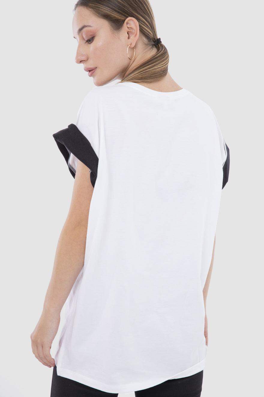 Cotton Cap Sleeves T-shirt With Contrast Trim - Carina - ÙƒØ§Ø±ÙŠÙ†Ø§