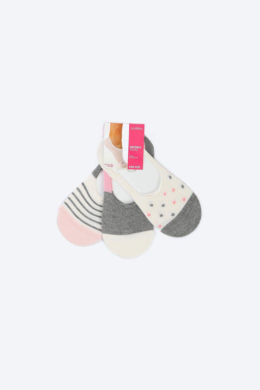 Cotton Invisible Socks - 3 Pairs - Carina - ÙƒØ§Ø±ÙŠÙ†Ø§