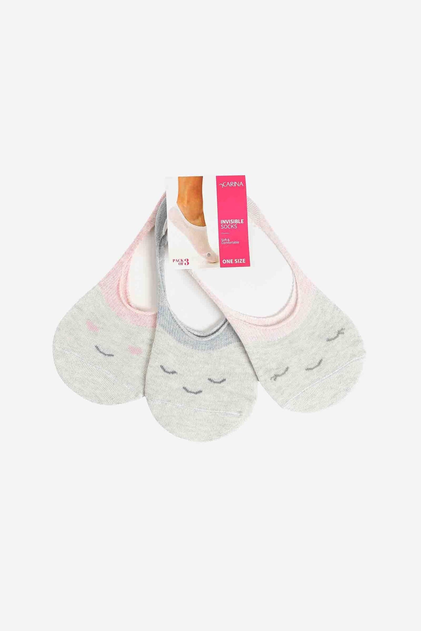 Cotton Invisible Socks - 3 Pairs - Carina - ÙƒØ§Ø±ÙŠÙ†Ø§