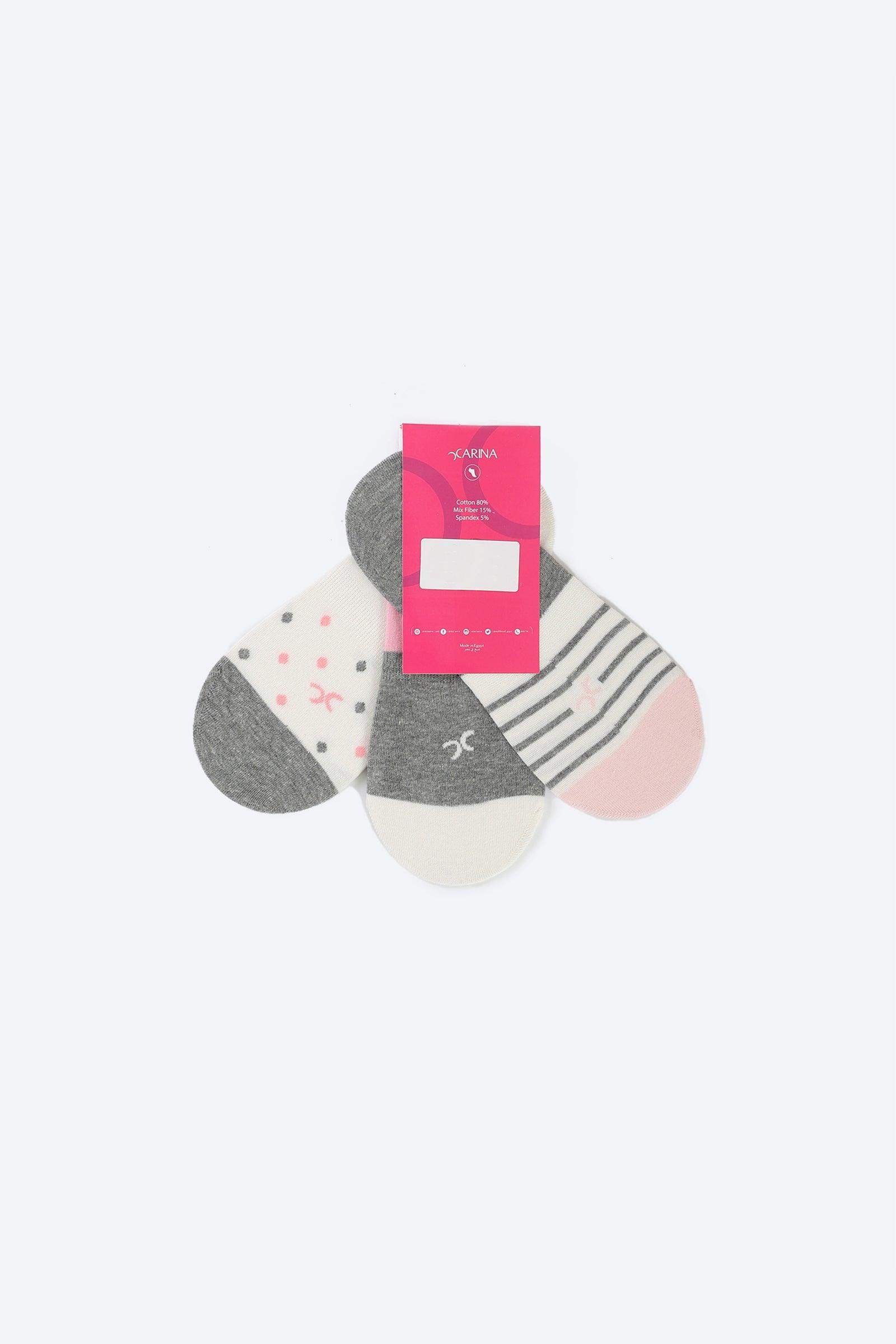 Cotton Invisible Socks - 3 Pairs - Carina - ÙƒØ§Ø±ÙŠÙ†Ø§