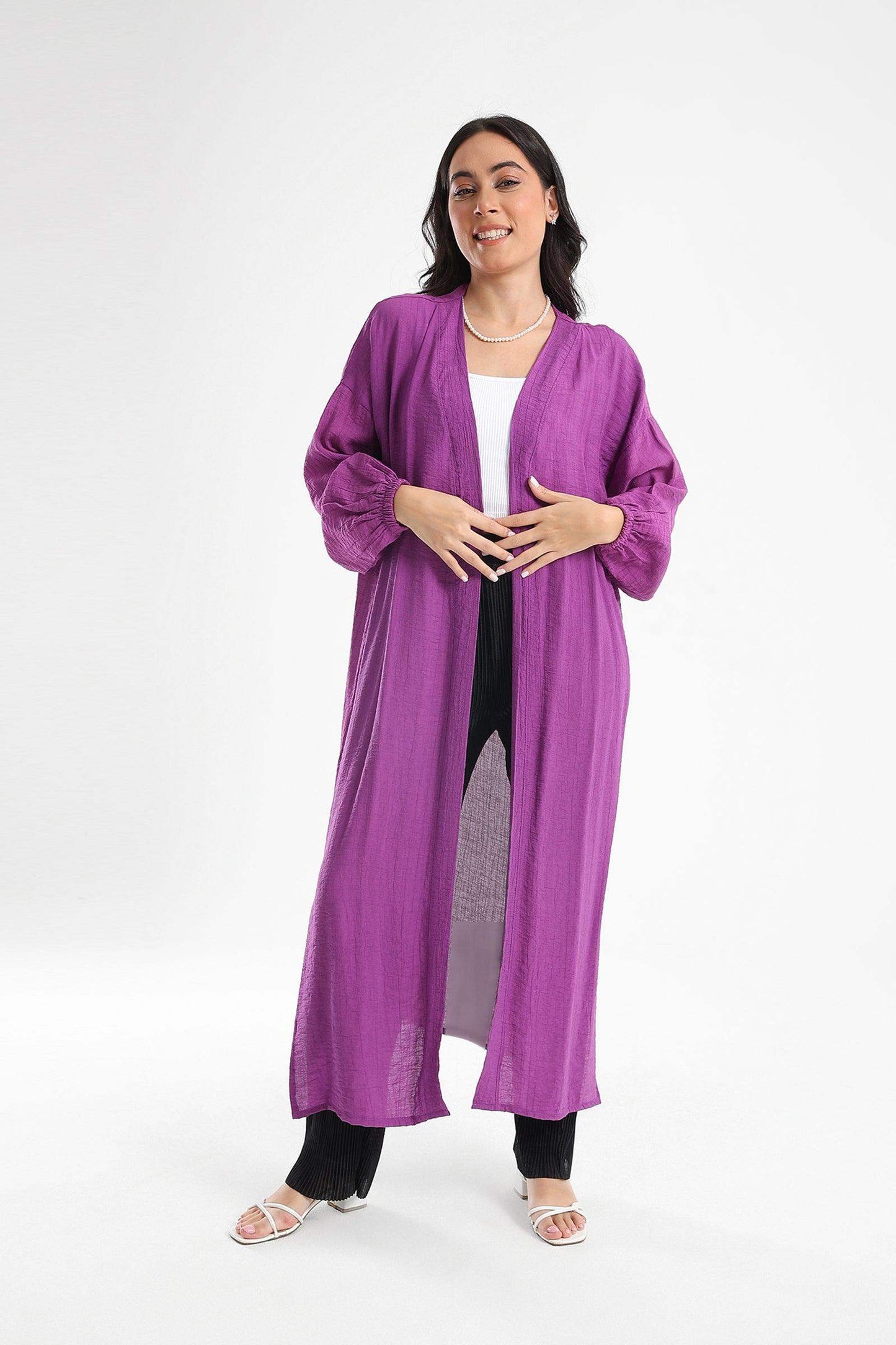 Cotton Plain Long Kimono - Carina - ÙƒØ§Ø±ÙŠÙ†Ø§